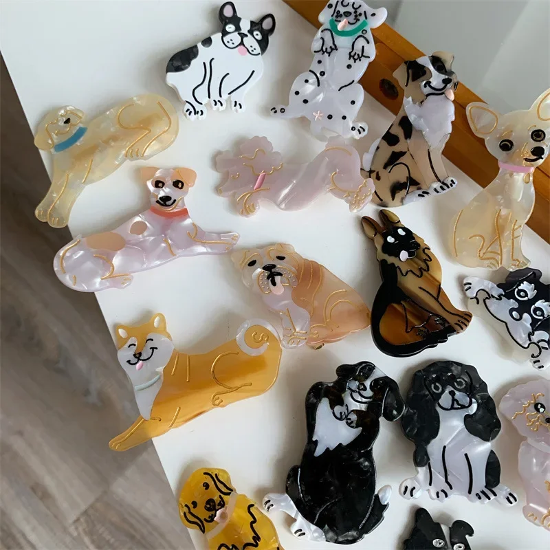 Korean Trendy Cute Dogs Acetic Acid Hair Clips Small Animal Barrettes Cartoon Hairpin Girl Hair Accessories for Women Headdress