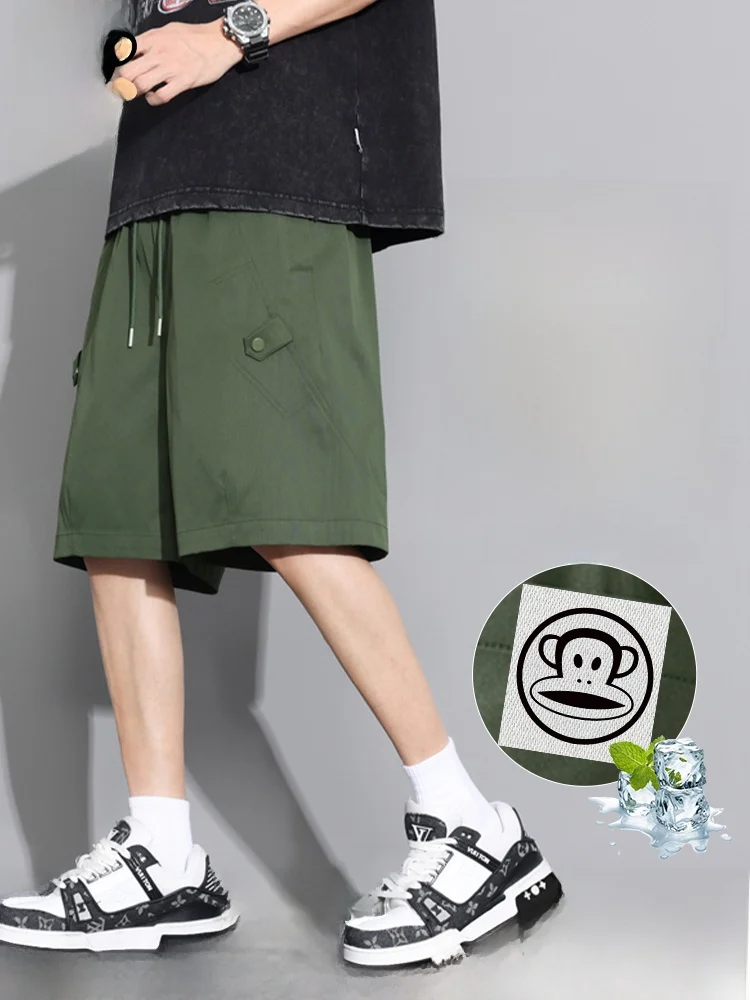 

Мужские летние тонкие свободные быстросохнущие повседневные брюки Paul Frank American Style Workwear, дышащие, прямого кроя, длиной до колена