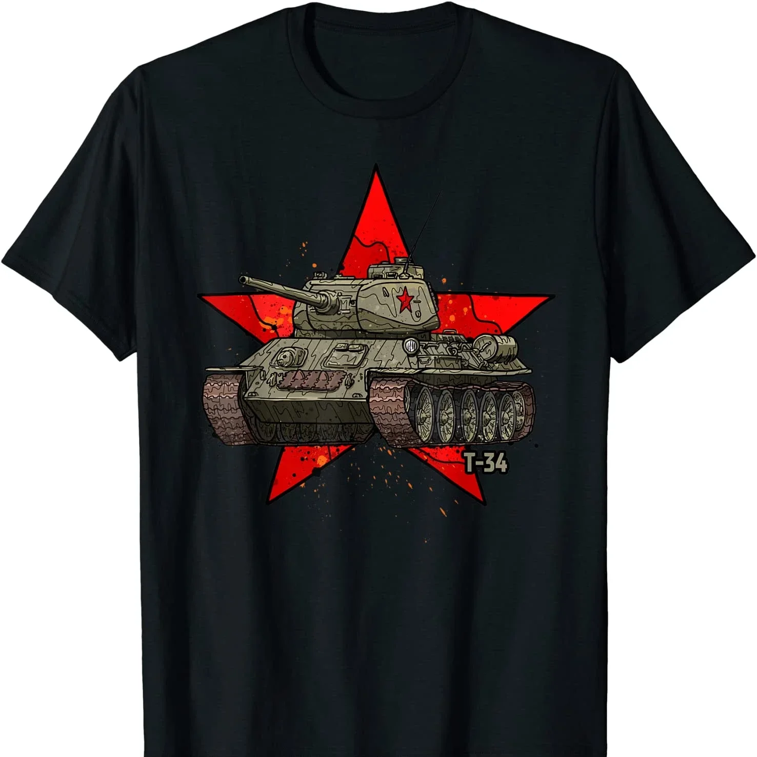 Soviet Russia Army Red Star T-34 Tank T Shirt New 100% Cotton Short Sleeve O-Neck T-shirt Casual Mens Top