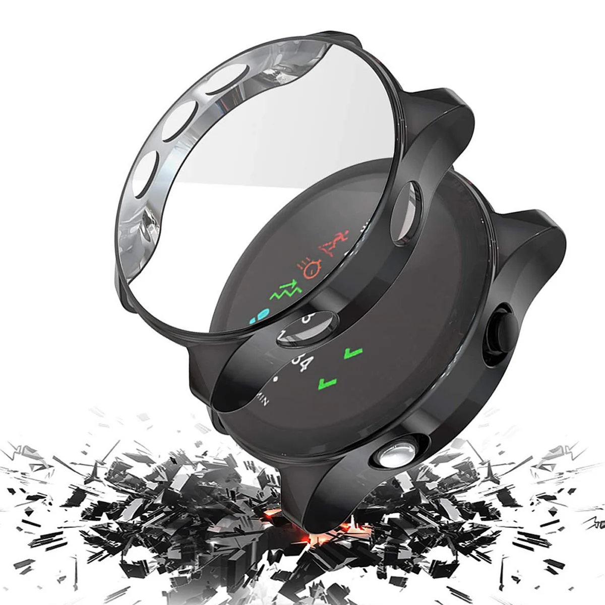 Guscio per orologio elettrolitico Custodia per orologio alla moda Telaio protettivo per orologio compatibile per Garmin Forerunner 935/945 (Nero)