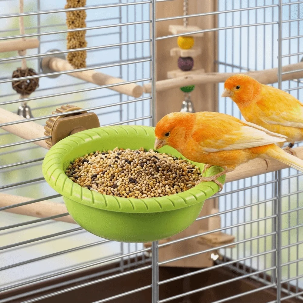 

Anti-Splash Bird Cage Bath Tub Removable Plastic Pet Feeder Ledge Feeding Cup Anti-Tip Bird Perch Stand Cage Accessories