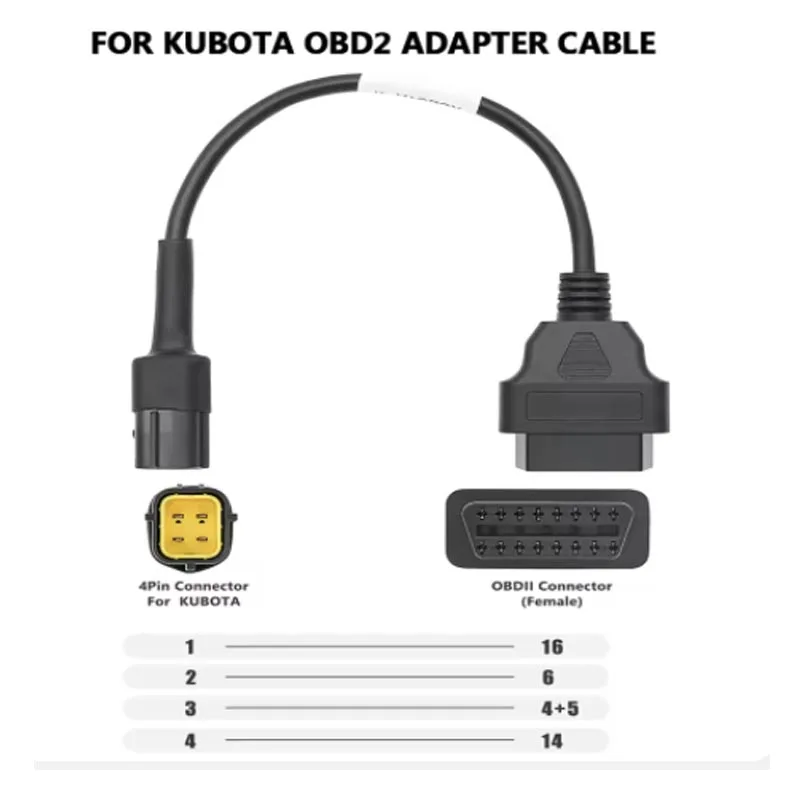 26AWG 4 دبوس كابل التشخيص لكوبوتا Takeuchi Diagmaster وصلة البيانات محول أداة تشخيص البناء قارئ الرمز