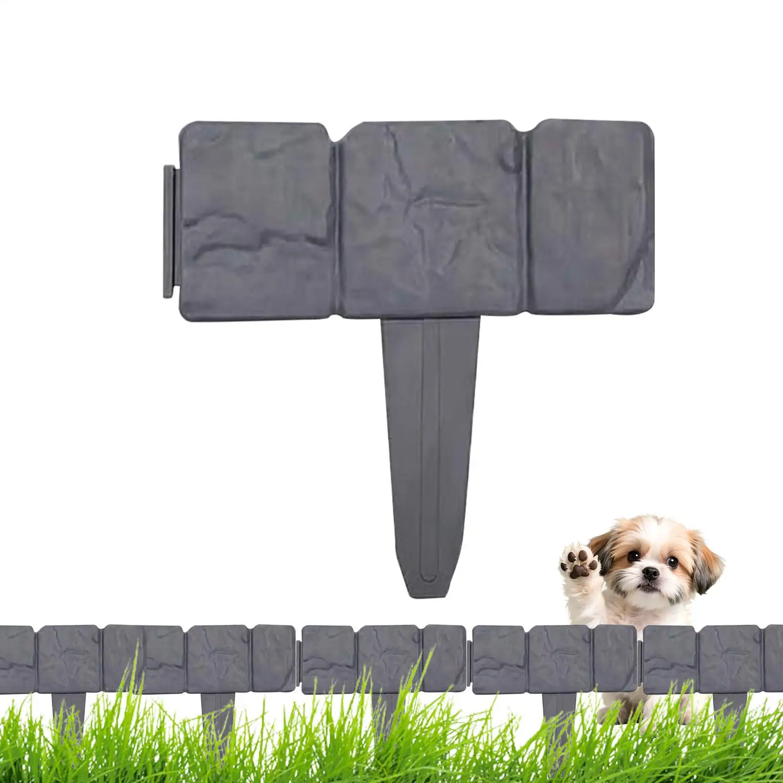 1PC Plastic Garden Edging Border Imitation Stone Fence Panels Patio Outdoor Barrier DIY Lawn Yard Landscape Plant Fence  Decor
