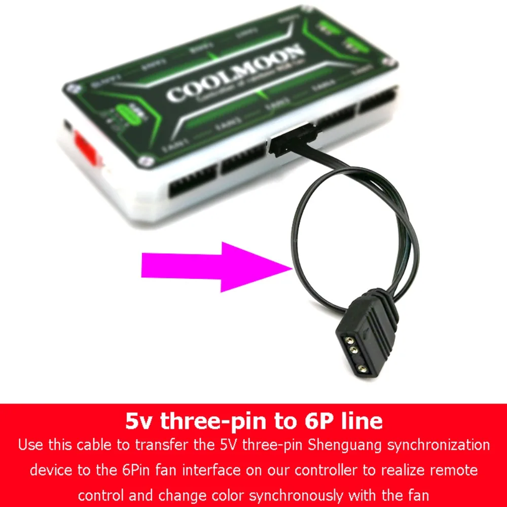 For Coolmoon Cool Moon Fans 5V 3pin To 4pin 6pin Adapter Fan Converter Cable Fan 3pin Fan Cable Fan Controller Adapter Cable
