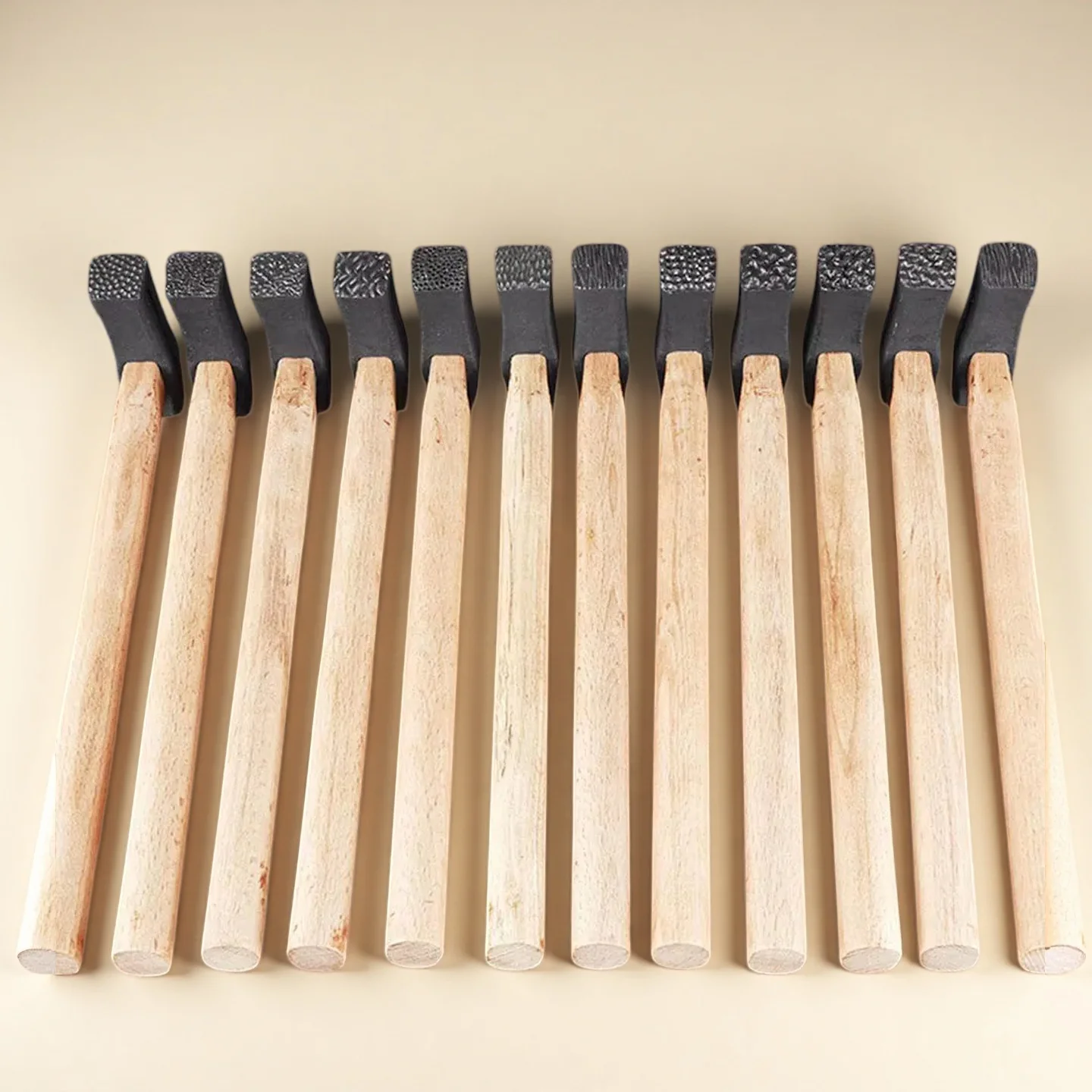 A Set of Jewelry Making Tool Texture Hammer with Wooden Handle Punch Printing Metal Mallet For Jewelry Repair DIY Carving Tools