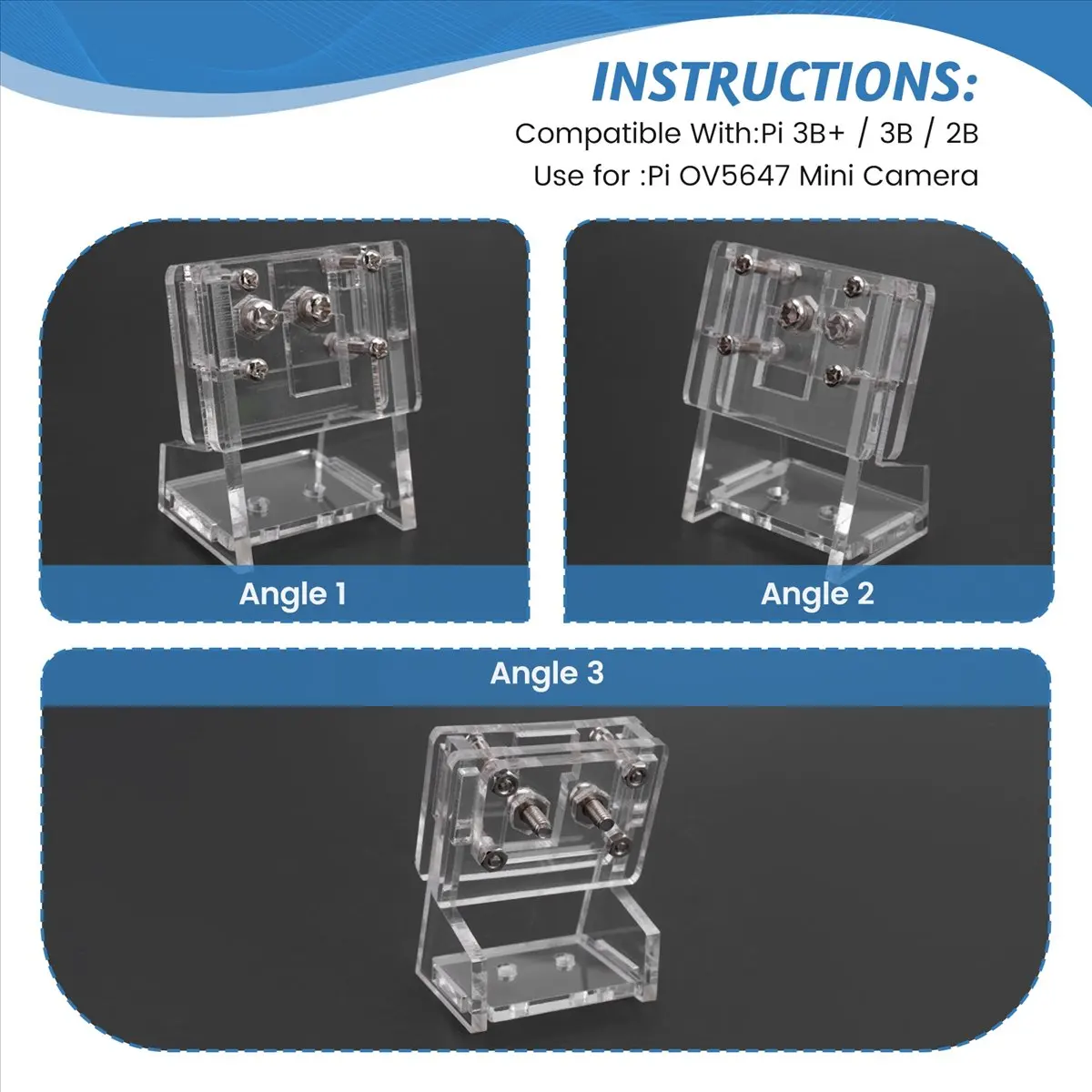 ~Upgraded 2026-Ov5647 Mini Camera Acrylic Holder Transparent Webcam Bracket For 3 Camera