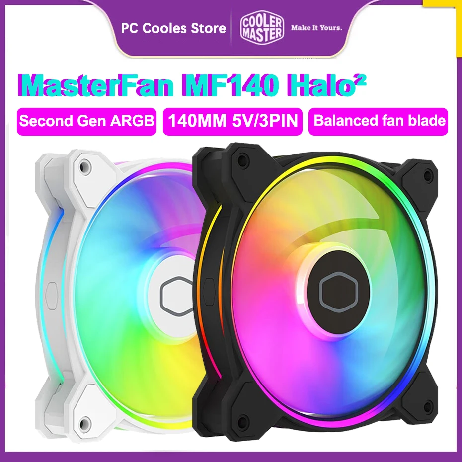 

Cooler Master MF140 HALO Ⅱ 140MM Case Cooling Fan Second Generation 5V 3PIN ARGB Quiet Fan CPU Cooler Water Cooling Fan