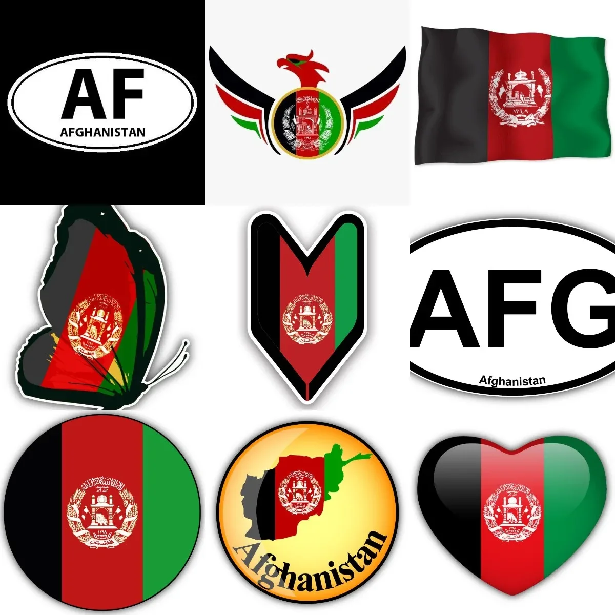 

Creative AFG Afghanistan Flag National Emblem PVC Sticker for Decorate Window Wall Car Truck Helmet Camper Bumper Decal