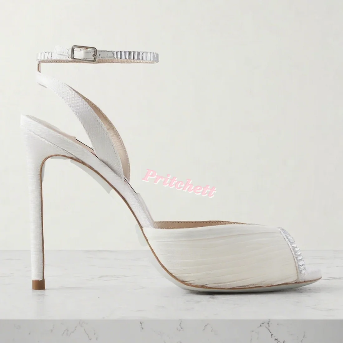 Белые шелковые серебряные кристаллы, женские сандалии с круглым носком и ремешком на щиколотке, пряжкой, летние пикантные туфли на тонком высоком каблуке с открытой пяткой, роскошные летние пикантные туфли