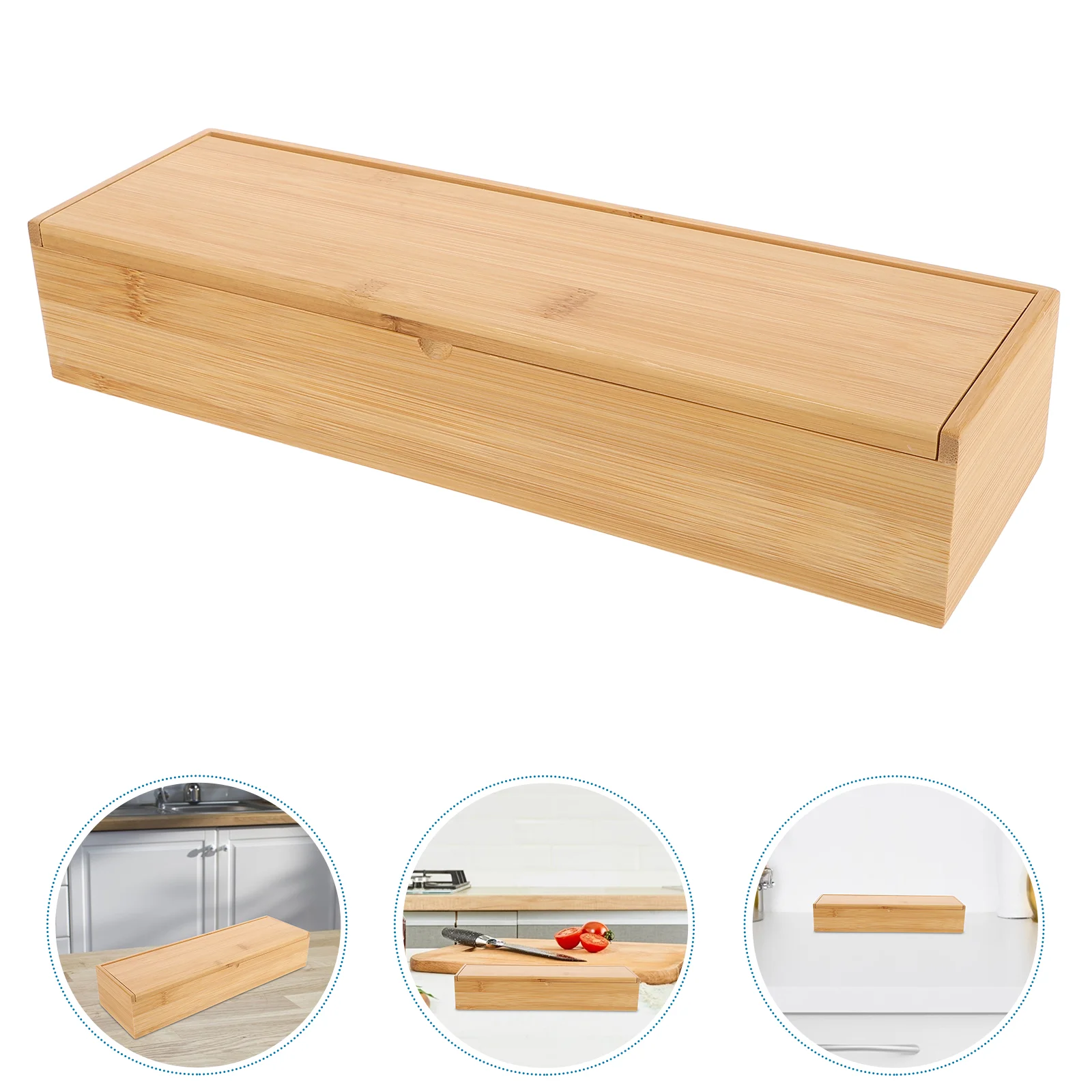 

Narrow Cutlery Tray with Lid Chopsticks Box Drying Rack Dishes Drawer Silverware Organizer Boxes to Hold Bamboo Cup Coasters