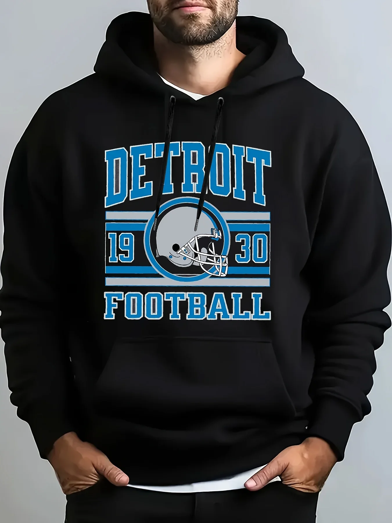 

Толстовка с рисунком Comfort Colors Детройт Футбол Мягкий пуловер Дышащая трикотажная ткань с легкой эластичностью