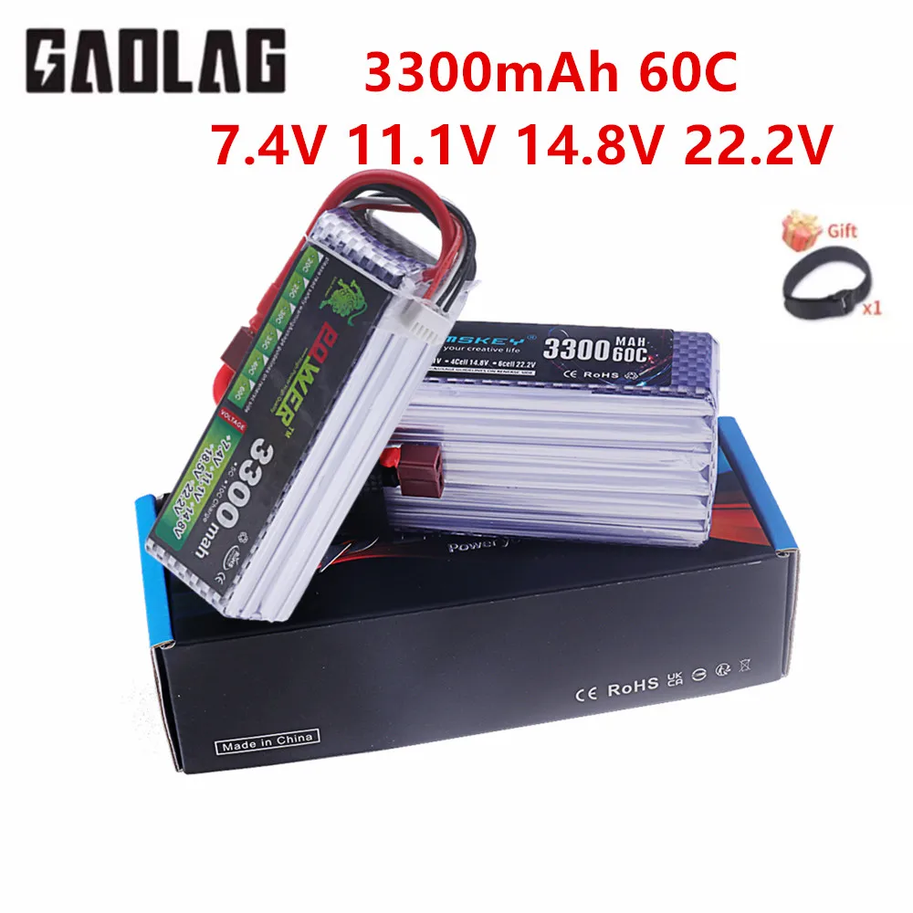 7.4v 11.1v 14.8v 22.2v 3300mAh Lipo Battery For RC Helicopter Toys Car Boats Drone 3300 mAh 2s 3s 4s 6s Rechargeable Battery