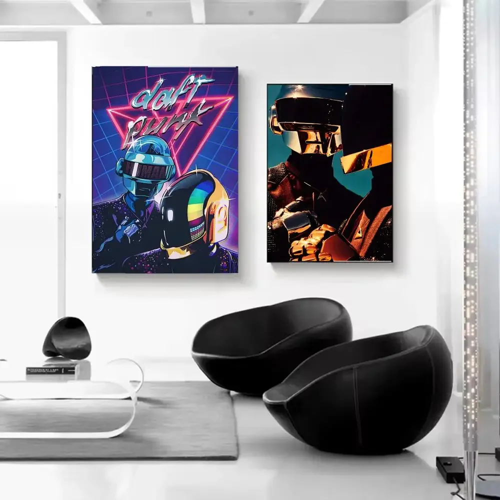Band Daft Punk Poster Self-adhesive Art Waterproof Paper Sticker Coffee House Bar Room Wall Decor