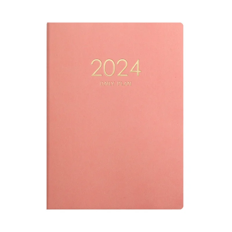 2024 Pink Plan Notebook Calendar Thickened Daily Plan Notebook Weekly Notebook Office School Supplies Easy To Use