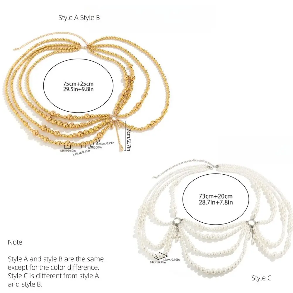 أنيقة الذهبي اللؤلؤ الخصر سلسلة فاخرة رائعة شرابة حزام فستان ديكور كل مباراة متعدد الطبقات الجسم سلسلة الطرف