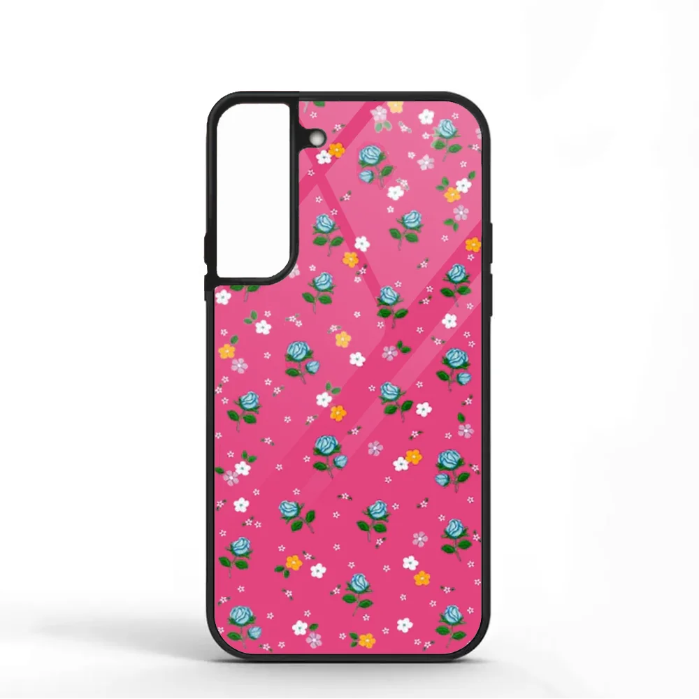 Pink Dainty Florals Phone Case For Samsung S10 S20 S21 S22 S24 S30 Plus ULTRA Mirror Acrylic Cover