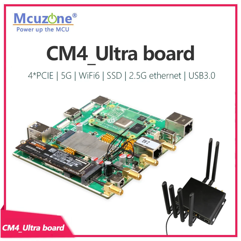 Raspberry Pi  CM4_Ultra board  4*PCIE | 5G | WiFi6 | NVME SSD | 2.5G ethernet | USB3.0 Ubuntu openwrt