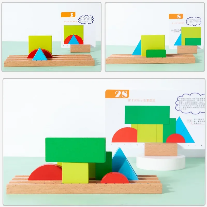 Forma del bambino Cognizione dei colori Educazione precoce Giocattoli in legno Spazio per bambini Blocchi di costruzione stereoscopici m