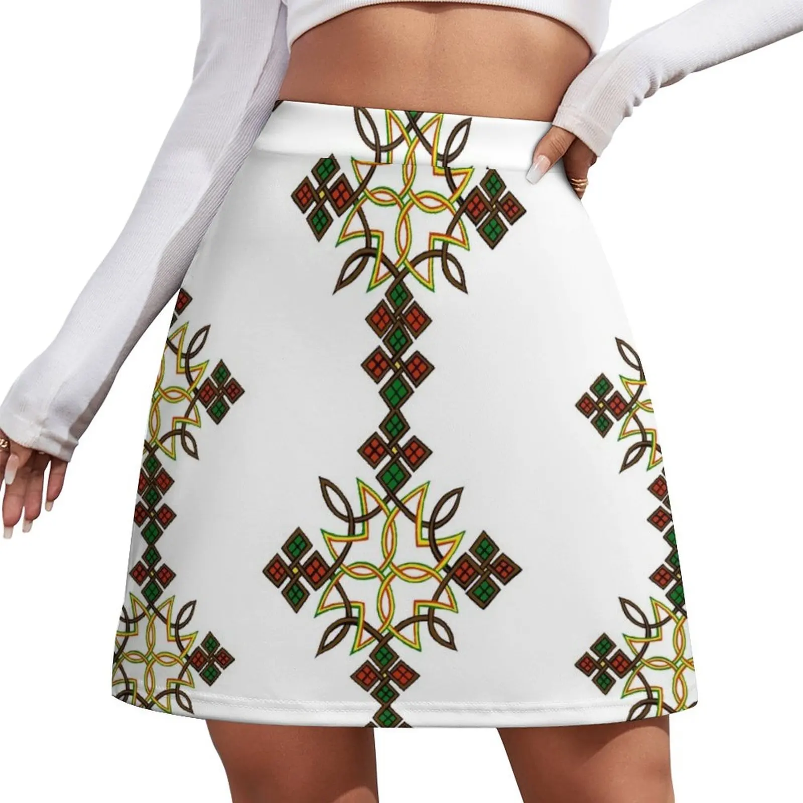 

Ethiopian Art Cross Mini Skirt sexy skirt women's stylish skirts Skirt pants