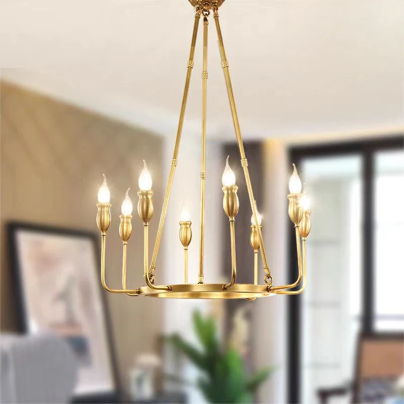 

Простой и современный медный E14 Спальня Гостиная Столовая Барная стойка Светодиодный подвесной светильник Nordic Fashion Art Свеча Светильник