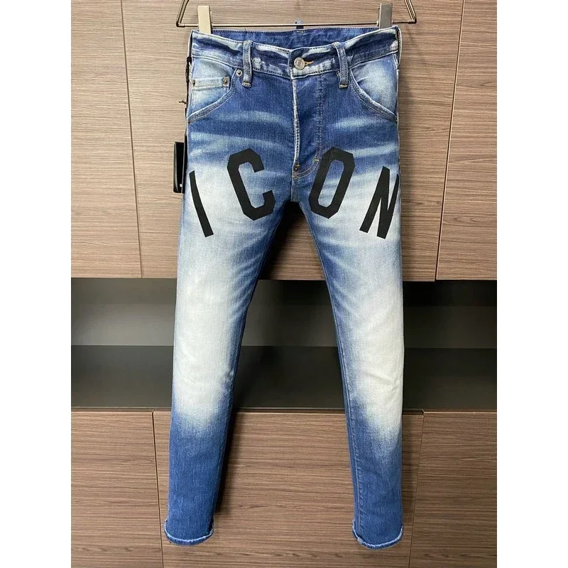 

Hot 2024 Italy Original DSQ2 Brand Stretch Jeans Men Slim Jeans Pants Men Denim Trousers Zipper Hole ICON Pencil Jeans for Men T