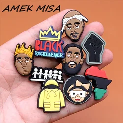 1 pz accessori per ciondoli per scarpe cartone animato personalizzato carino bottoni per scarpe in PVC sandali Charm Black Lives Dope Father Portrait