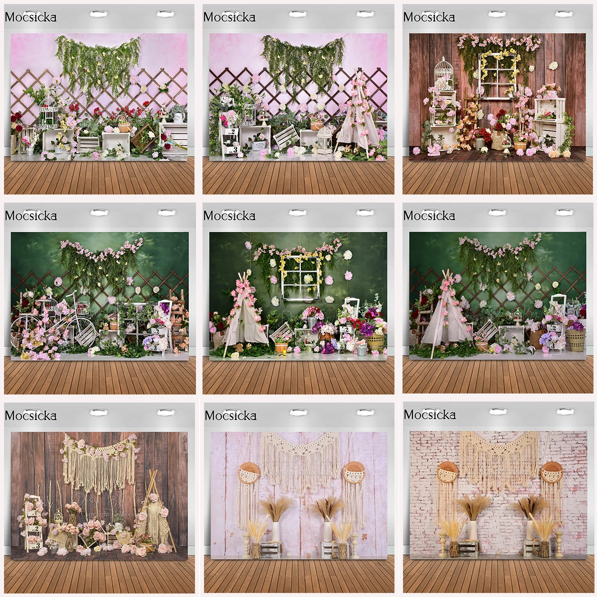 

MOCSICKA Flower Theme Newborn Baby Photography Wedding Backdrop Floral Photo Studio Props Children Birthday Photocall Background