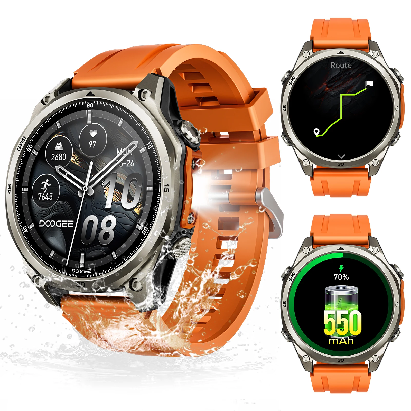 DOOGEE ANYWISE W1 PRO AI Smartwatch 5ATM IP68 Waterbestendigheid 1,43 " AMOLED-display GPS-tracking Sporthorloge met offline kaarten