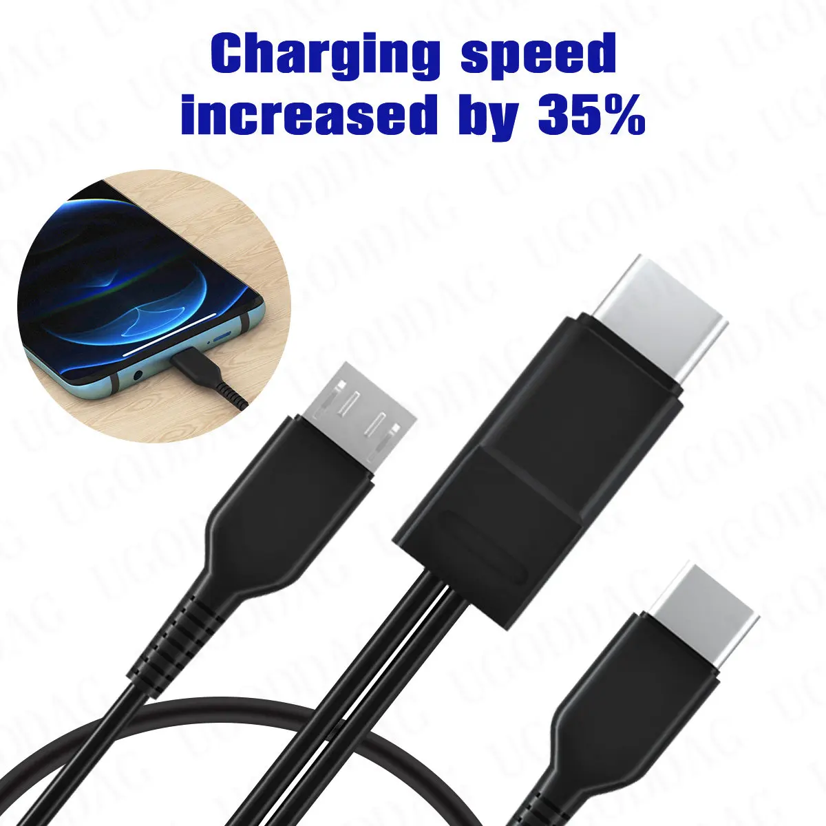 2 in 1 USB Typ C Kabel Splitter zu Micro Typ C Handy Ladekabel kurze tragbare Ladekabel Kabel für Samsung