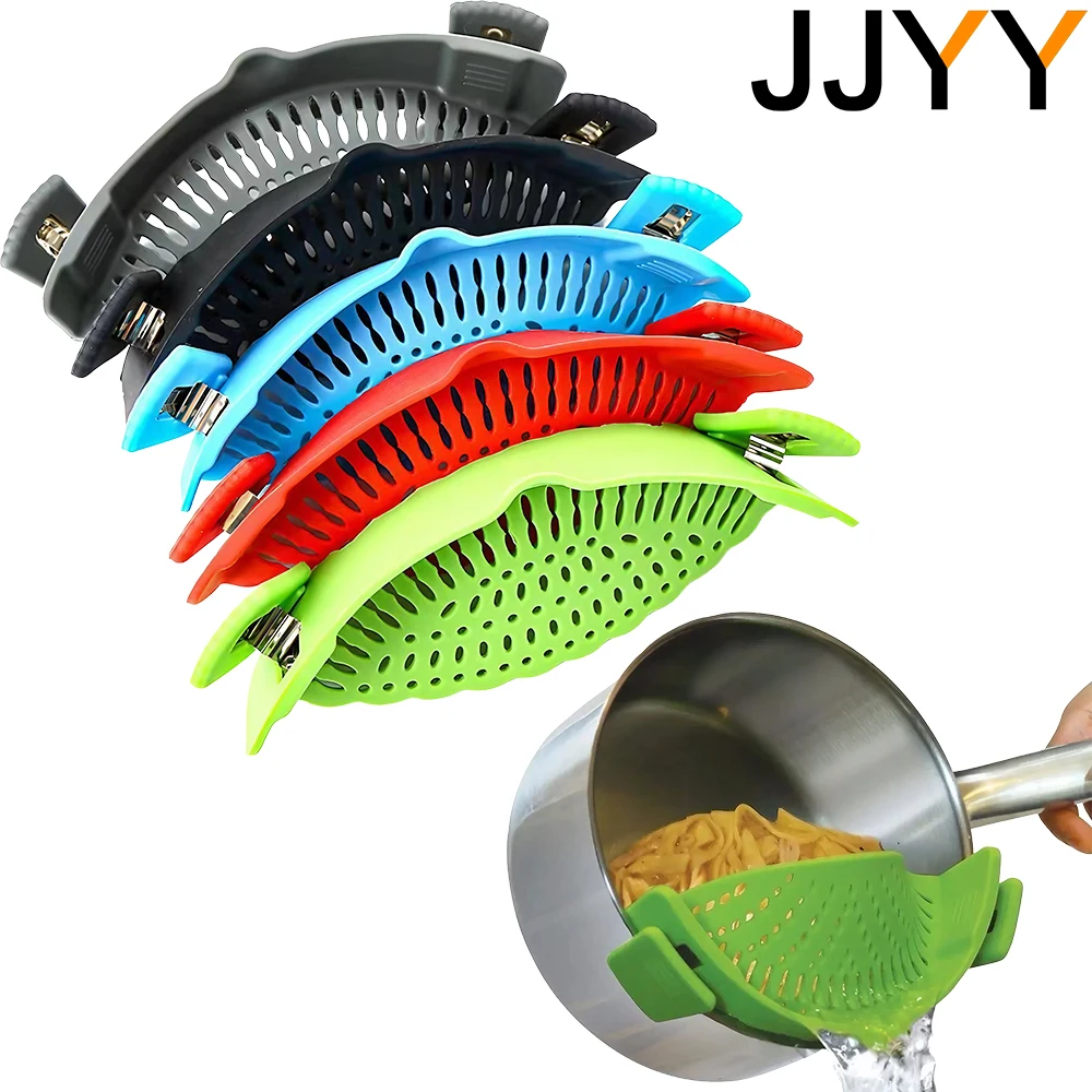 JJYY Multi-functional Silicone Pan Drainer, Pouring Strainer Baffle for Draining Excess Liquid From Ingredients