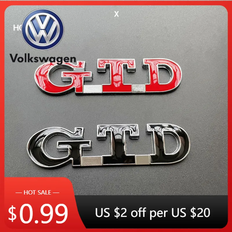 

Горячая новинка 2026: 3D металлические буквы GTD для заднего багажника автомобиля, эмблема-наклейка для Volkswagen VW Golf 7 6 5 4 GTI MK2 MK4 MK5
