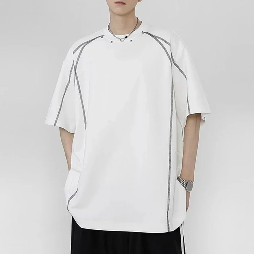 

Casual Outing Summer Fashion 2XL 3XL Men Summer T-Shirt Men Short Sleeve Casual Fashion Tee Spliced Design Tee