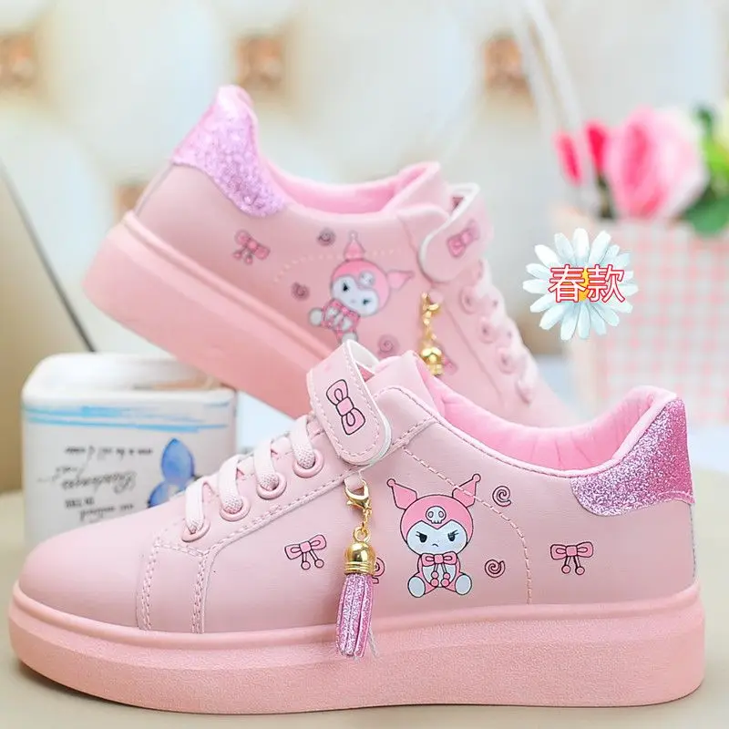 Sanrioed My Melody zapatos de red antideslizantes para niñas, zapatos de tablero de dibujos animados, zapatos deportivos Kuromi, zapatillas ligeras transpirables, lindas