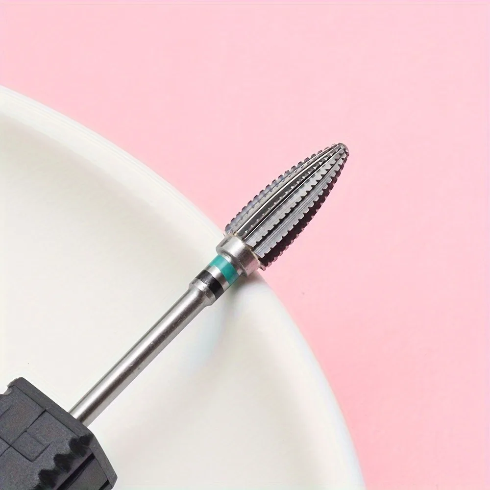 1 x Nagelbohrer aus Wolframstahl, professioneller Hartmetall-Fräser mit großem spiralförmigem konischem Fass, perfekt für die Maniküre