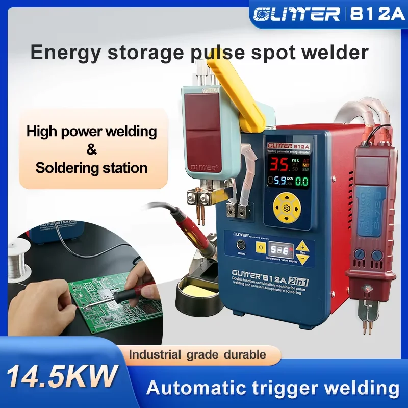 GLITTER 812A 14.5KW Multifunctional Spot Welder 2 in 1 Energy Storage Pulse Welding Machine for Battery Pack Assembly