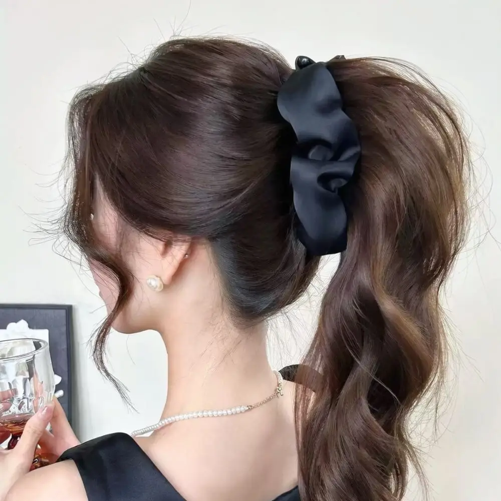 Elegant Satin Banana Hair Clip Solid Color Ponytail Holder Minimalist Chic Hair Accessories For Daily Styling Hairpin