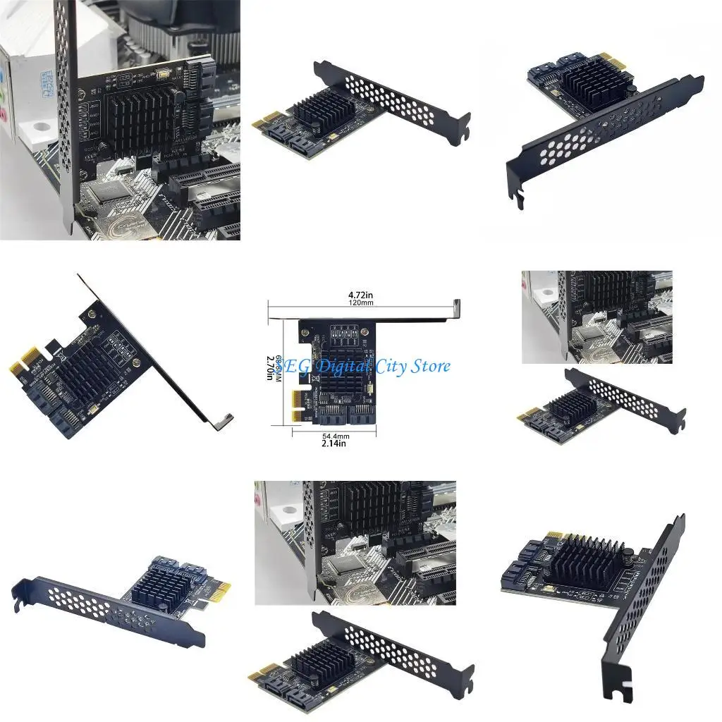 

U75B PCIE 1x to SATA3.0 2 Port 6Gbps PCIExpress Adapter Card PCIE3.0 Expansion Converter Extender Board for Desktop Computer