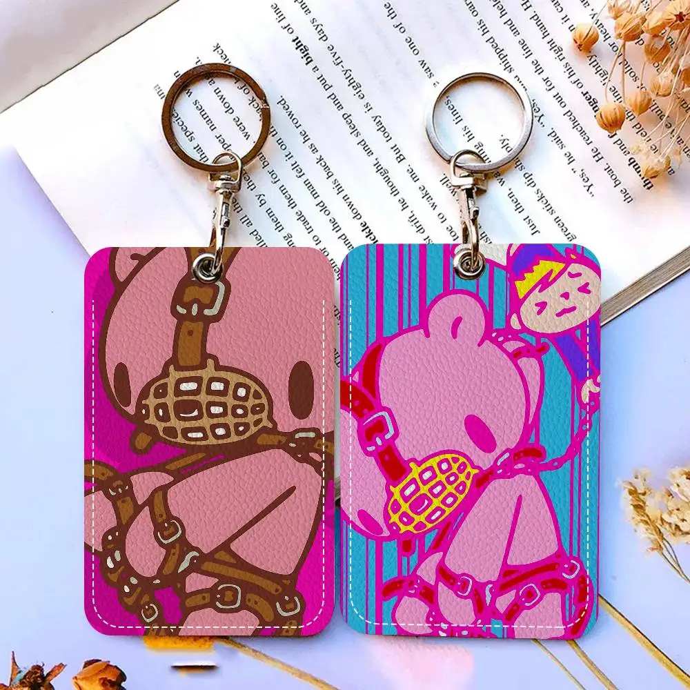 Cartoon G-Gloomy Bear Vintage PU Soft Leather Rectangular Key Card Holder Induction Elevator Protection Cover