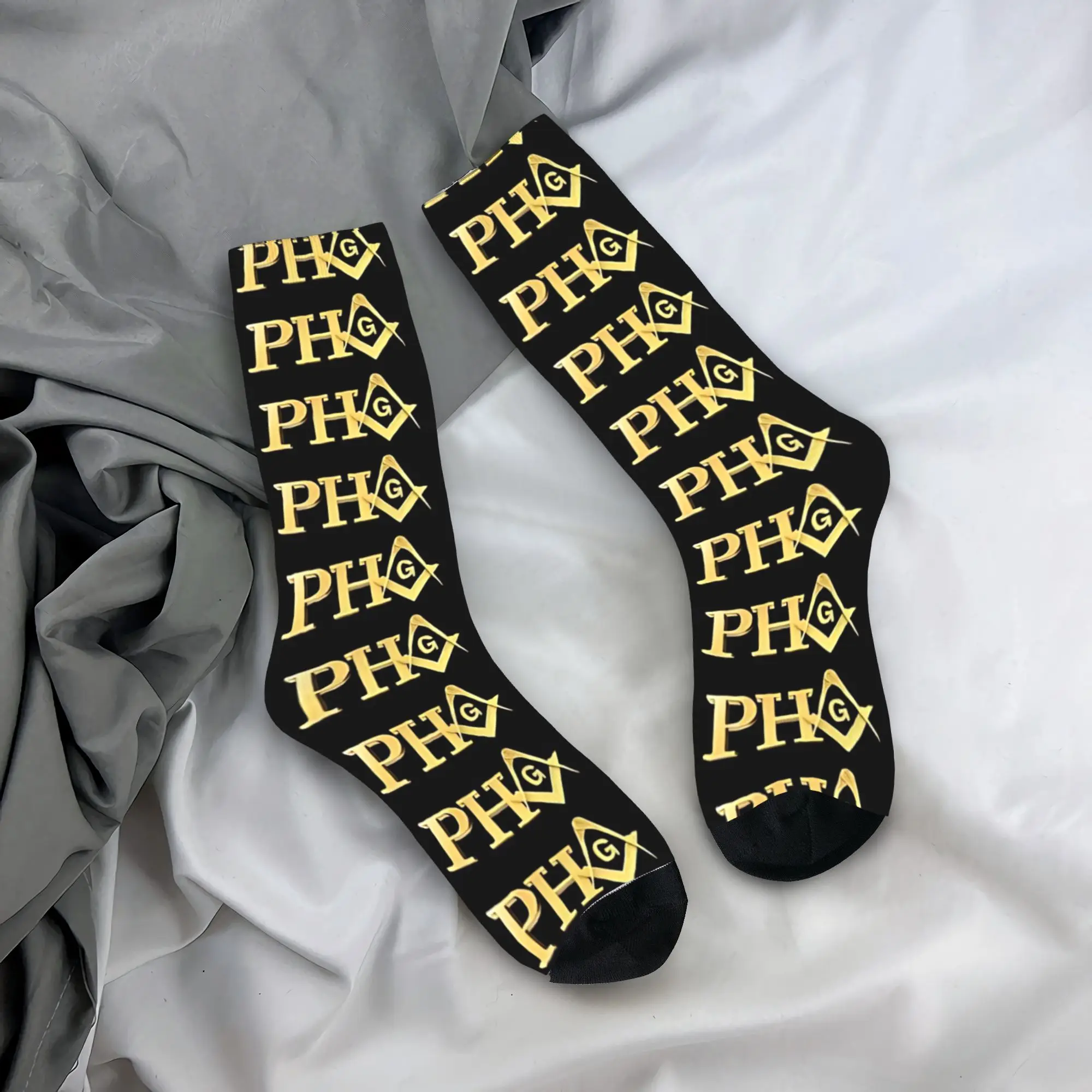Freemason Prince Stockings Men Square & Compass Masonic Prince Hall Socks Harajuku Socks Spring Cycling Non Slip Graphic Socks