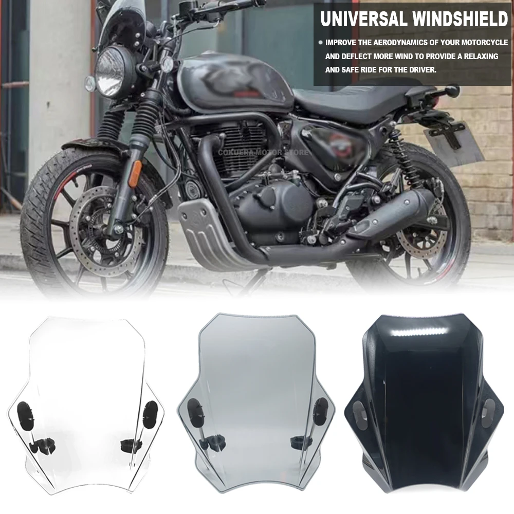 For Hunter350 Hunter 350 Universal Motorcycle Windscreen Windshield Covers Screen Smoke Lens Motorbikes Deflector