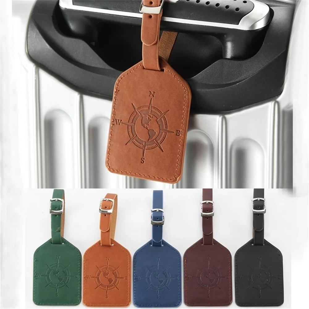 Compass Pattern Leather Suitcase Luggage Tag Handbag Name ID Address Holder Baggage Boarding Bag Label Travel Accessories