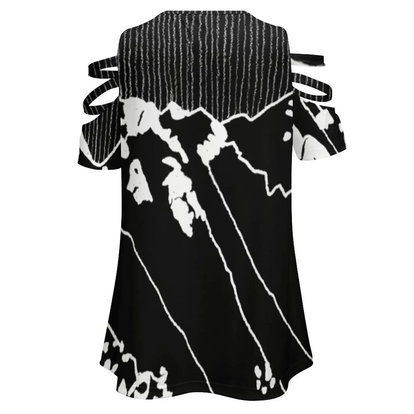 Iceland Series-A Peculiar Serenity (White Ink) Damski zamek błyskawiczny Różne style T-shirty z nadrukiem Topy Pełny nadruk T-Shirt Pen Ink Pe