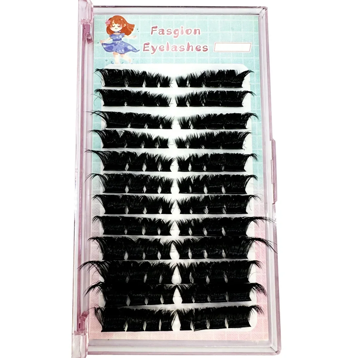New Thick Fluffy Single  Mix 3D Segmented Natural Minkr Eyelash Extension Fox Eye Effect LashesClusteIndividual False eyelashes