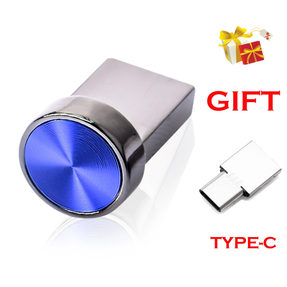 Mini pulsante in metallo chiavette USB 64GB Memory Stick blu rosso memoria esterna regalo creativo Pen Drive argento Pendrive