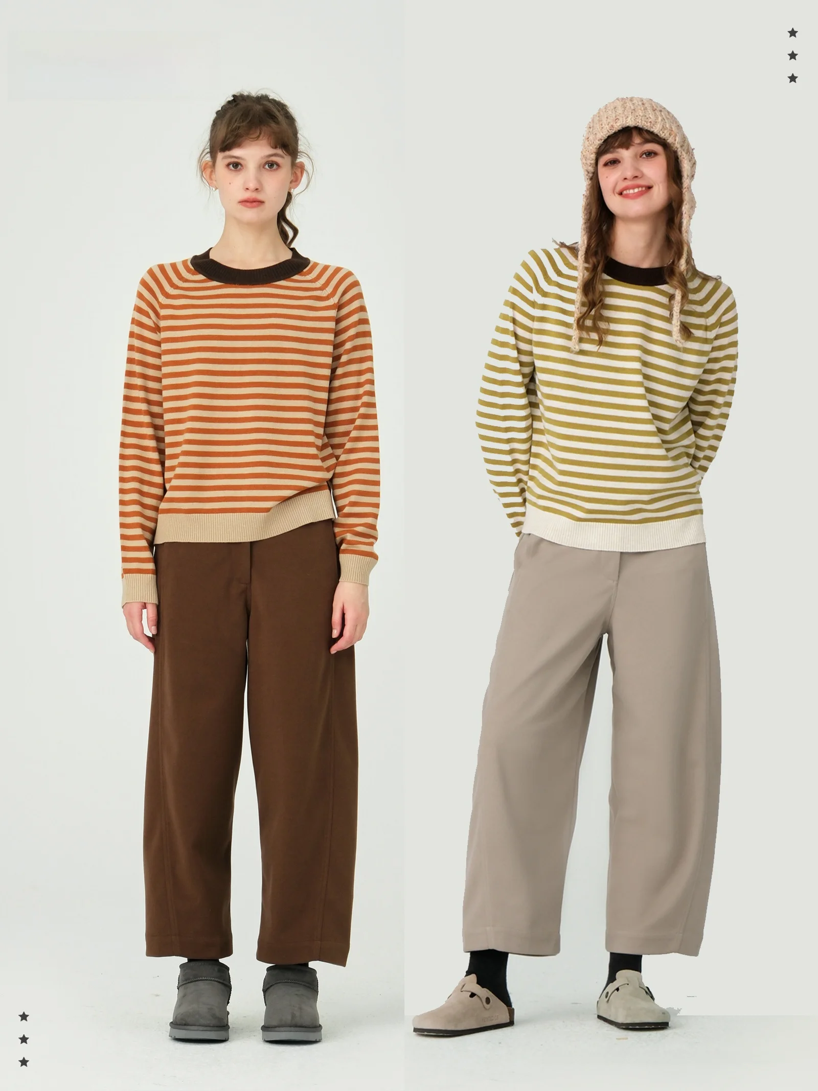 

Botanique High Waist Knitted Fce Casual Pants Women's Autumn Sle Straight Leg Pants Comfortable Stretch Polyester Blend