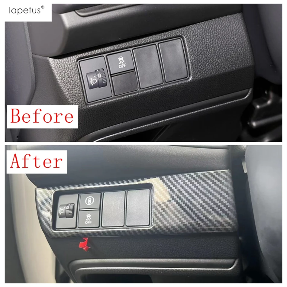 Car Head Light Lamp Switch Button Panel Decoration Cover Trim Carbon Fiber Accessories Interior For Honda ENS1 / e:NS1 2022 2023