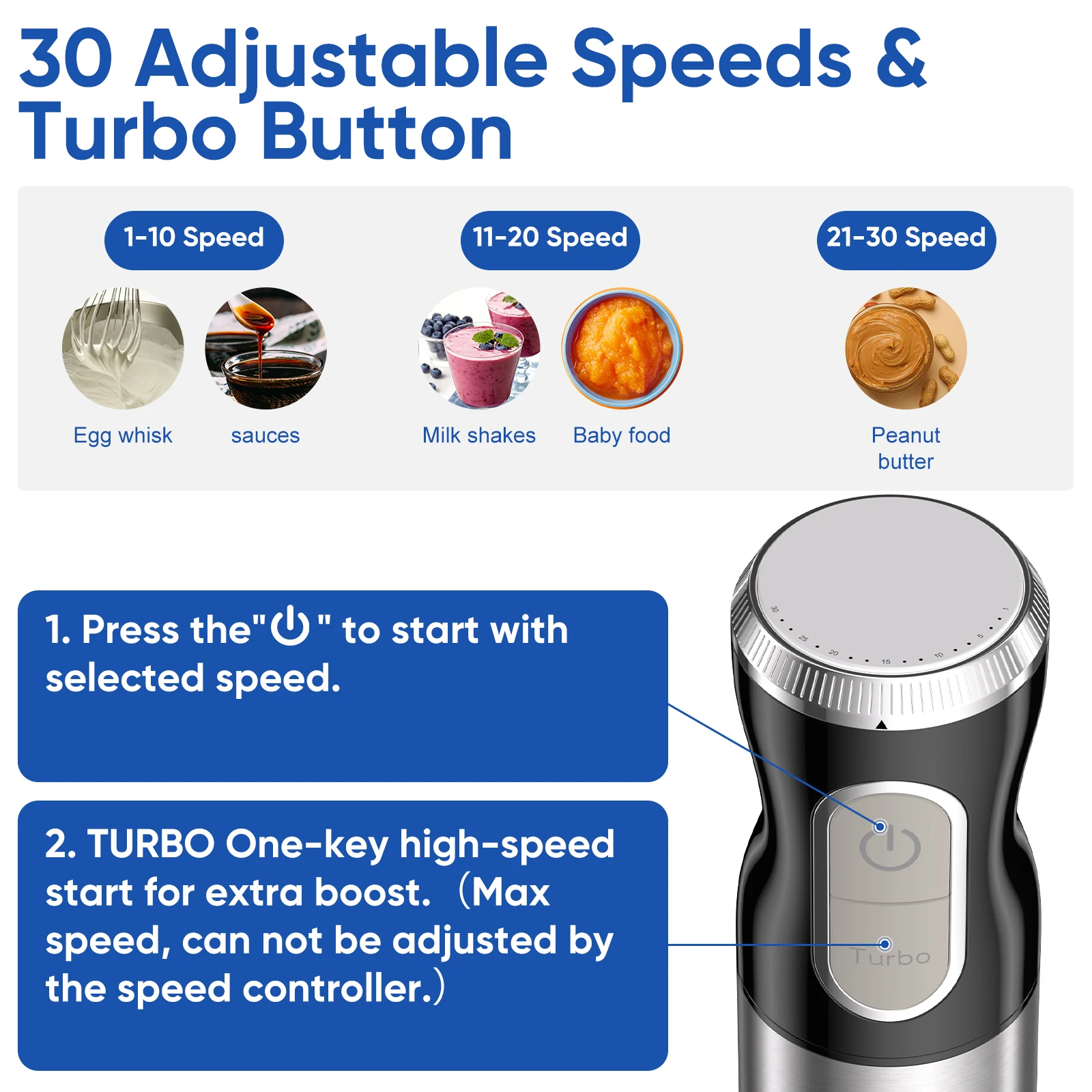 خلاط يدوي BioloMix 3 في 1 مع شفرات شحذ من الفولاذ المقاوم للصدأ وخفق رغوة الحليب لعصائر طعام الأطفال