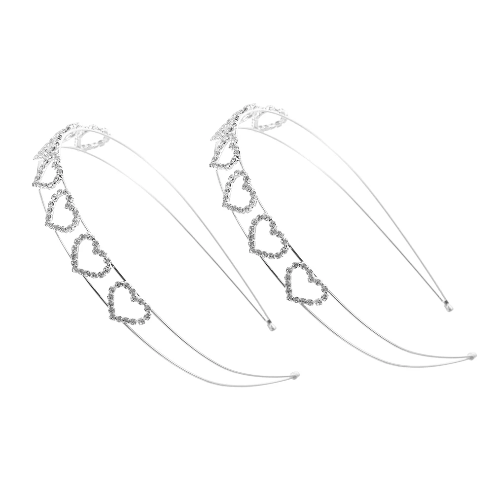 

2pcs Crystal Headband Bridal Wedding Hair Accessories Pearl Wedding Hair Slides Birthday Party Tiara Jeweled Hairpiece