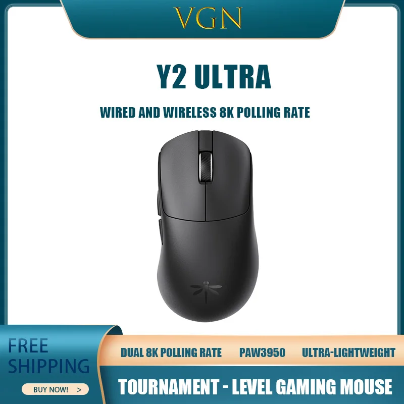

Vgn Y2 Ultra Gaming Mouse Double 8k Return Rate Paw3950 Ultra-Lightweight Wireless Bluetooth Triple-Mode Connection Notebook Pc