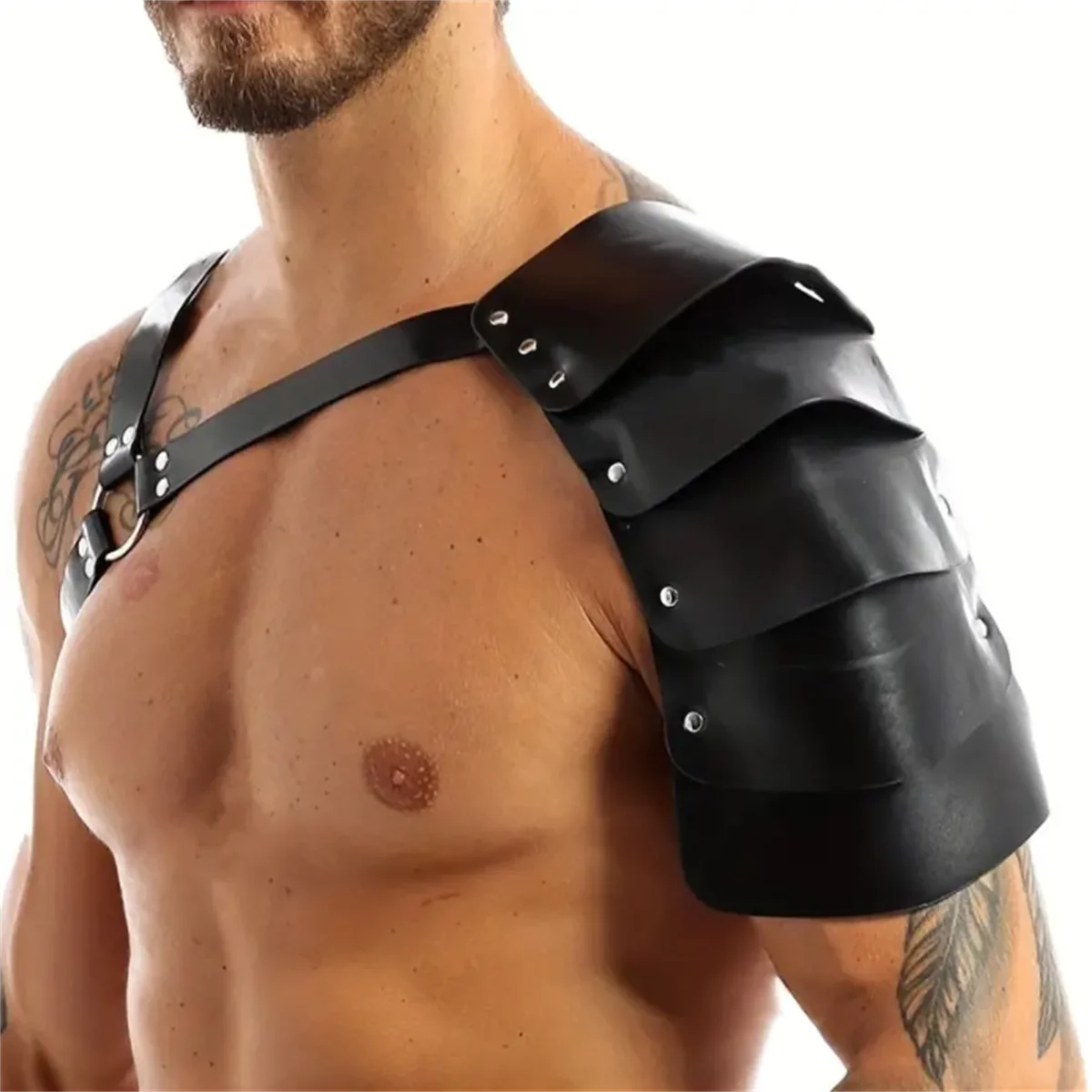 Single PU Leather Shoulder Armor Warrior Shoulder Armor With Belt Costume Dress Up Props For Men